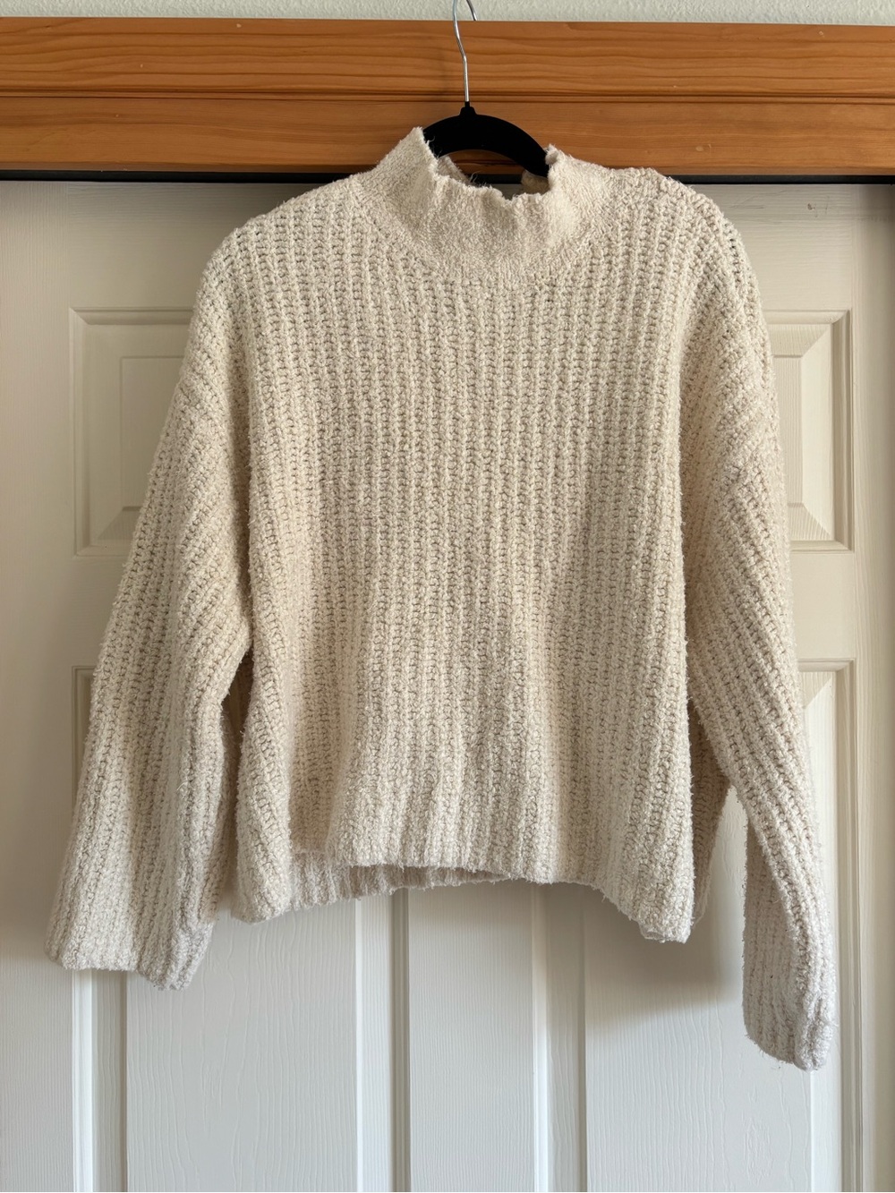 a.n.a Cream Textured Mock-Neck Sweater